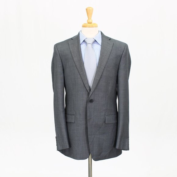 Calvin Klein 42L Gray Solid 2-Button Sport Coat Blazer Jacket B460